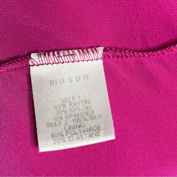 Michelle Mason One Shoulder Colorblock Silk Dress in Hot Fuchsia Pink and Black - Picture 8 of 13